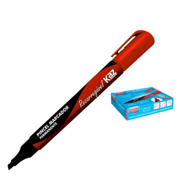 PINCEL MARCADOR PERMANENTE VERMELHO RECARREGAVEL KZ527VM