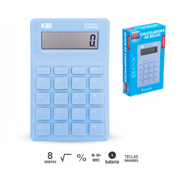 CALCULADORA DE BOLSO 8 DIG AZUL PASTEL - KAZ
