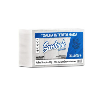 Papel Toalha Interfolha Branco 100% Celulose 22,5x21Cm Santeck Pct C/2000 Folhas